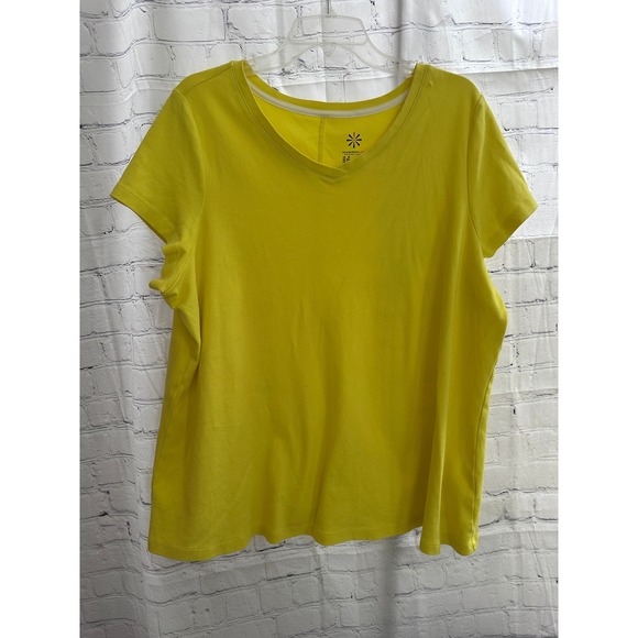 Isaac Mizrahi Live‎ V-Neck T-Shirt Soft Everyday Tee Top Yellow 2XL 3XL - Picture 1 of 4